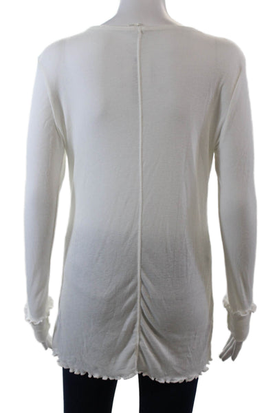 Intimately Free People Womens Lettuce Hem Pullover Long Sleeve Top White Size M