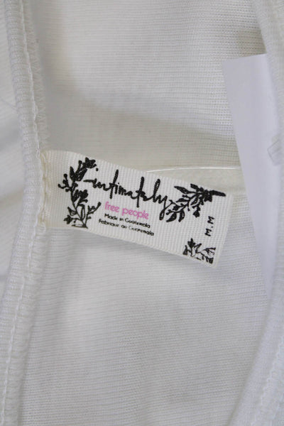 Intimately Free People Womens Lettuce Hem Pullover Long Sleeve Top White Size M