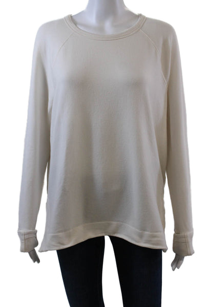 Athleta Womens Crew Neck Long Sleeve Pullover Sweatshirt Top Cream Size M