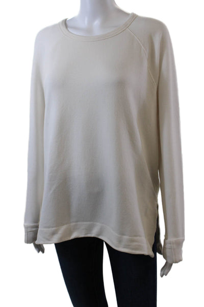 Athleta Womens Crew Neck Long Sleeve Pullover Sweatshirt Top Cream Size M