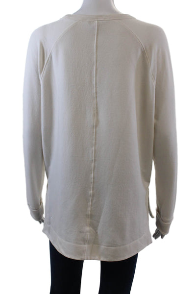 Athleta Womens Crew Neck Long Sleeve Pullover Sweatshirt Top Cream Size M