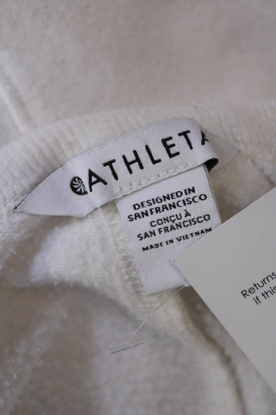 Athleta Womens Crew Neck Long Sleeve Pullover Sweatshirt Top Cream Size M