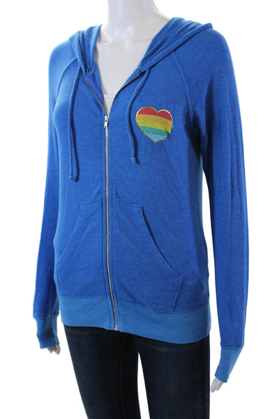 Spiritual Gangster Womens Cotton Long Sleeve Full Zip Sweater Blue Size XS