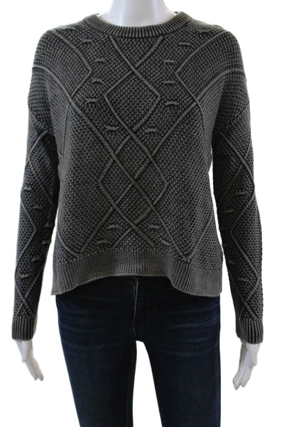 Rails Womens Cotton Long Sleeve Round Neck Knit Crop Sweater Gray Size XS