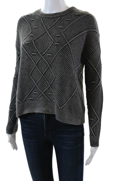 Rails Womens Cotton Long Sleeve Round Neck Knit Crop Sweater Gray Size XS