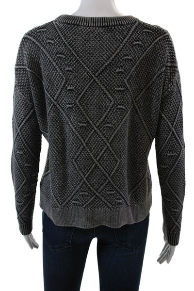Rails Womens Cotton Long Sleeve Round Neck Knit Crop Sweater Gray Size XS
