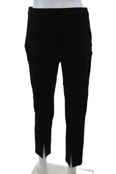St. John Womens Leather Panel Mid-Rise Skinny Pants Trousers Black Size 4