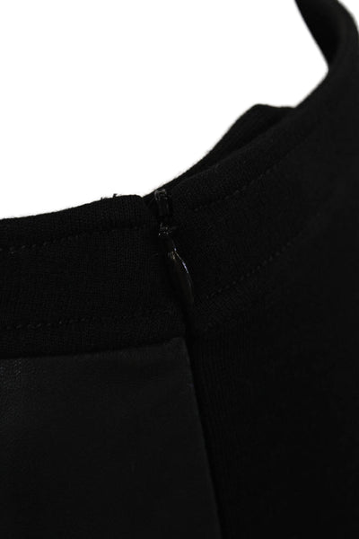 St. John Womens Leather Panel Mid-Rise Skinny Pants Trousers Black Size 4