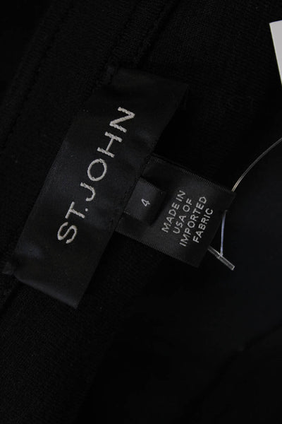 St. John Womens Leather Panel Mid-Rise Skinny Pants Trousers Black Size 4