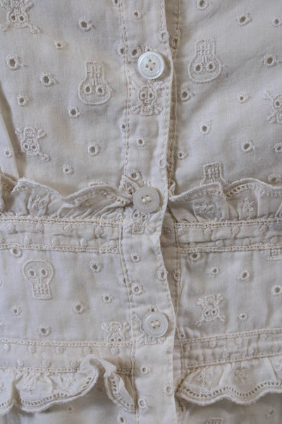 Marc By Marc Jacobs Womens Cotton Embroidered Sleeveless Dress Beige Size 4