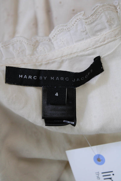 Marc By Marc Jacobs Womens Cotton Embroidered Sleeveless Dress Beige Size 4