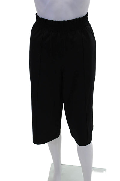 Athleta Womens Elastic Waistband Wide Leg Cropped Pants Black Size Medium