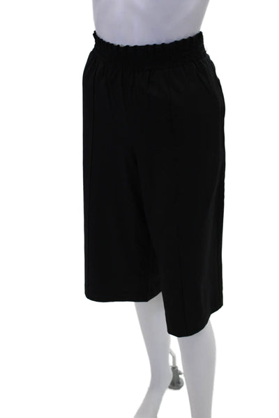 Athleta Womens Elastic Waistband Wide Leg Cropped Pants Black Size Medium