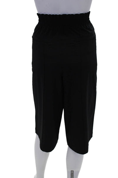 Athleta Womens Elastic Waistband Wide Leg Cropped Pants Black Size Medium