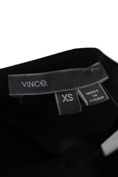 Vince Women's V-Neck Short Sleeves Mini Shift Dress Black Size XS
