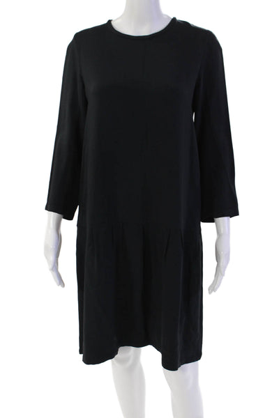 'S Max Mara Women's Short Sleeves Pleated Drop Waist Mini Dress Blue Size 6