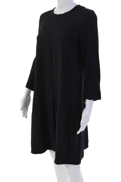 'S Max Mara Women's Short Sleeves Pleated Drop Waist Mini Dress Blue Size 6