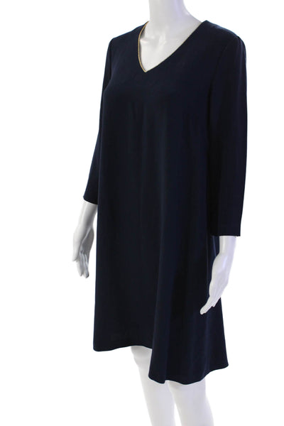 Gerard Darel Women's V-Neck Short Sleeves Mini Shift Dress Navy Blue Size 36
