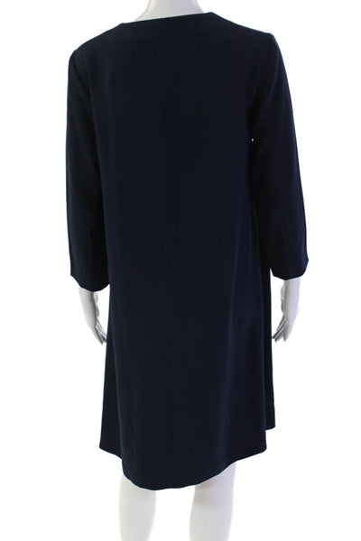 Gerard Darel Women's V-Neck Short Sleeves Mini Shift Dress Navy Blue Size 36