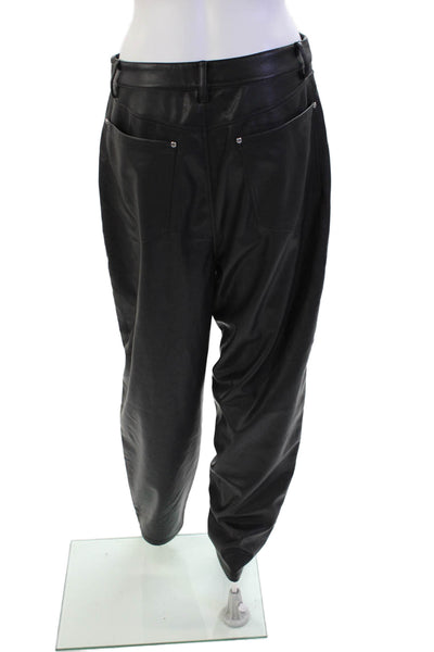 We Wore What Womens Button Closure Faux Leather Straight Leg Pants Black Size 30