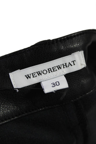 We Wore What Womens Button Closure Faux Leather Straight Leg Pants Black Size 30