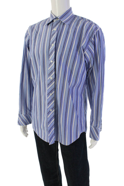 Ted Baker London Men's LongSleeves Collared Button Down Striped Shirt Size 16