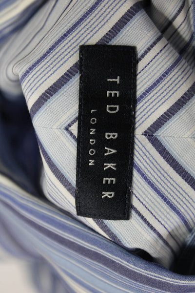 Ted Baker London Men's LongSleeves Collared Button Down Striped Shirt Size 16