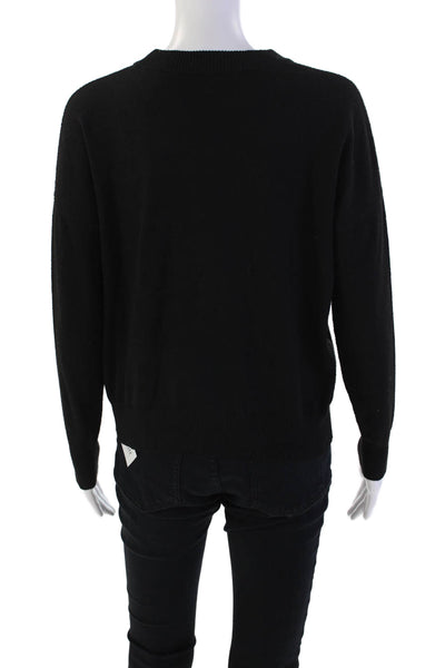 T Tahari Womens Long Sleeve Crew Neck Sweatshirt Black Size Extra Small