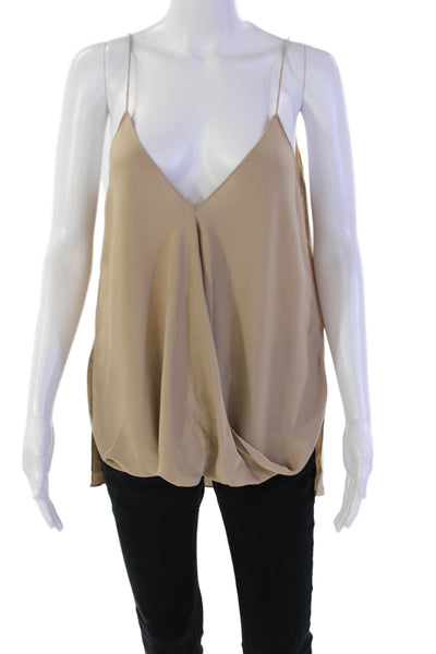 Theory Womens Silk Spaghetti Strap V Neck Kashya Classic Tank Top Beige Size Lar