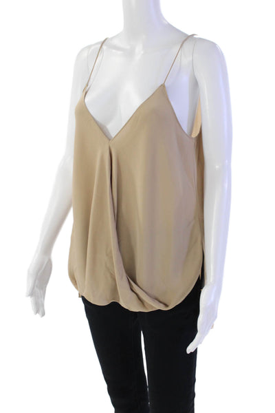 Theory Womens Silk Spaghetti Strap V Neck Kashya Classic Tank Top Beige Size Lar