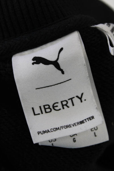 Puma Womens Cotton Long Sleeve Cropped Crew Neck Sweatshirt Black Size L