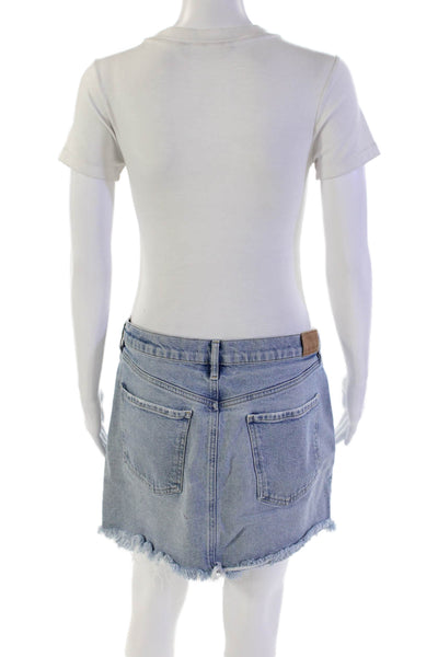 Citizens of Humanity Womens Cotton Frayed Zippered Denim Skirt Blue Size 29
