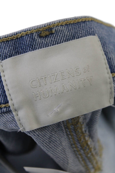 Citizens of Humanity Womens Cotton Frayed Zippered Denim Skirt Blue Size 29