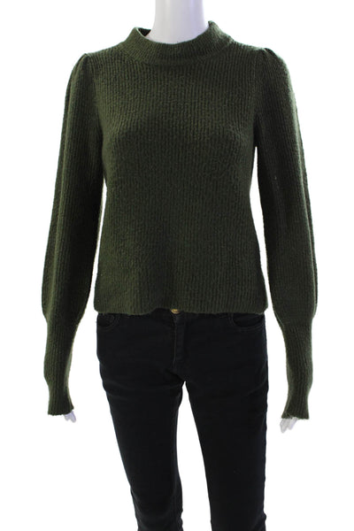 Design History Womens Knit Round Neck Pullover Sweater Top Green Size S