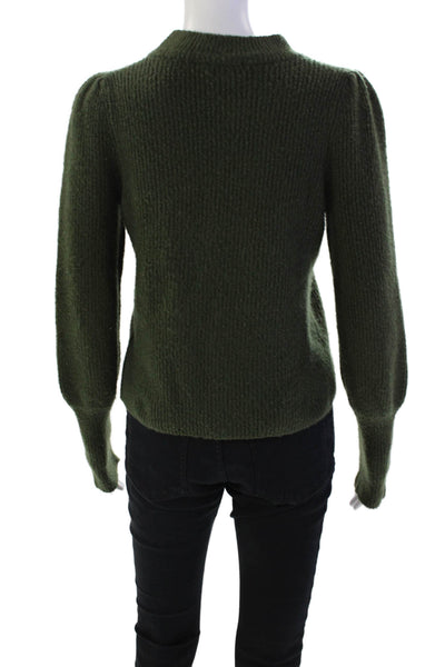 Design History Womens Knit Round Neck Pullover Sweater Top Green Size S