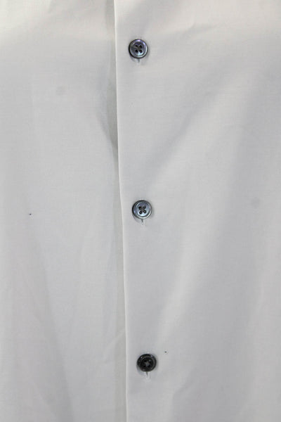 Theory Womens Cotton Blend Collared Long Sleeve Button Up Blouse Top Gray Size L