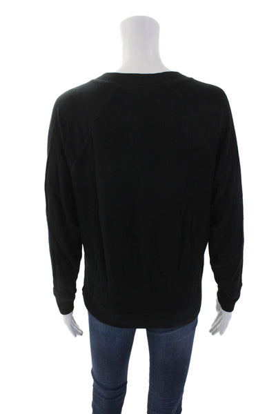 Splits 59 Women's V-Neck Long Sleeves Ribbed Hem Blouse Black Size XS
