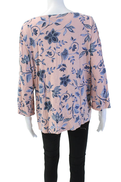 J Jill Women's Short Sleeves Round Neck Basic T-Shirt Blouse Floral Size L