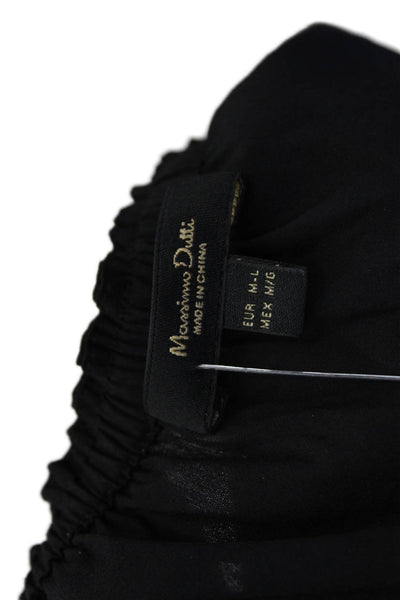 Massimo Dutti Womens Cotton Off The Shoulder Long Sleeve Maxi Dress Black Size M