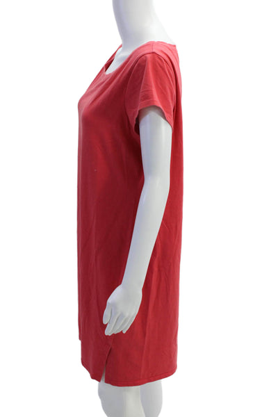 Eileen Fisher Womens Short Sleeve Scoop Neck Tee Shirt Dress Salmon Size Large