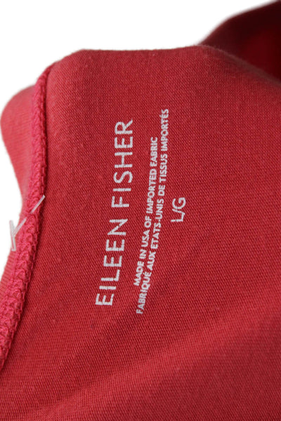 Eileen Fisher Womens Short Sleeve Scoop Neck Tee Shirt Dress Salmon Size Large