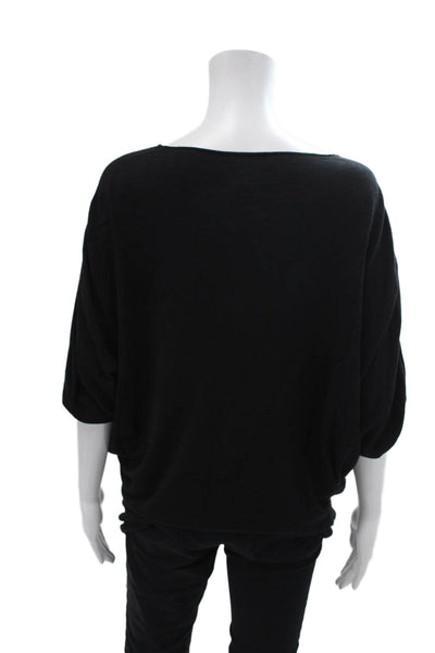 Paul Costelloe Womens Short Sleeves V Neck Pullover Sweater Black Size Medium