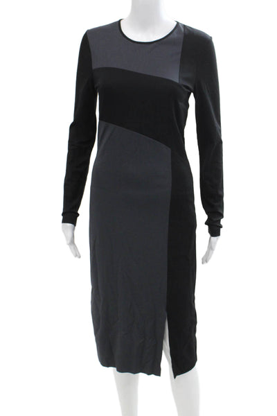 Dagmar Womens Long Sleeves Mid Calf Body Con Dress Black Grey Size EUR 36