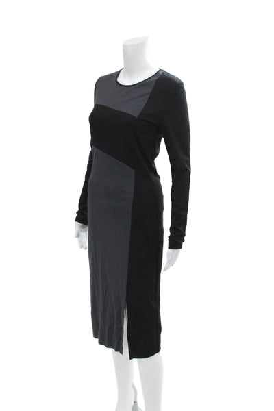Dagmar Womens Long Sleeves Mid Calf Body Con Dress Black Grey Size EUR 36