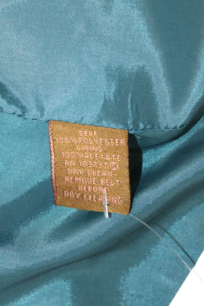 Ali Ro Womens Ruffled Short Sleeves Knee Length Sheath Dress Teal Blue Size 8