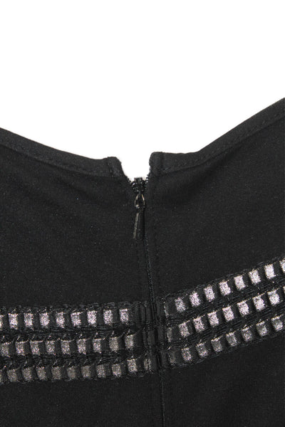 Tadashi Shoji Womens Textured Applique Body Con Dress Black Silver Size Large