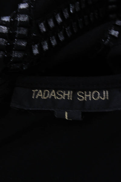 Tadashi Shoji Womens Textured Applique Body Con Dress Black Silver Size Large
