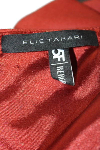Elie Tahari Womens Sleeveless Ruffle Neck Pencil Dress Orange Wool Size 2