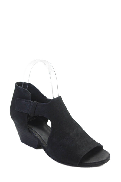 Eileen Fisher Womens Open Toe Slip On Block Heel Shoes Black Size 5.5