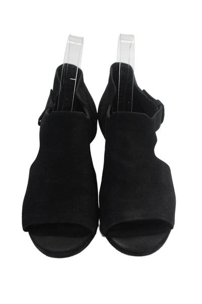 Eileen Fisher Womens Open Toe Slip On Block Heel Shoes Black Size 5.5